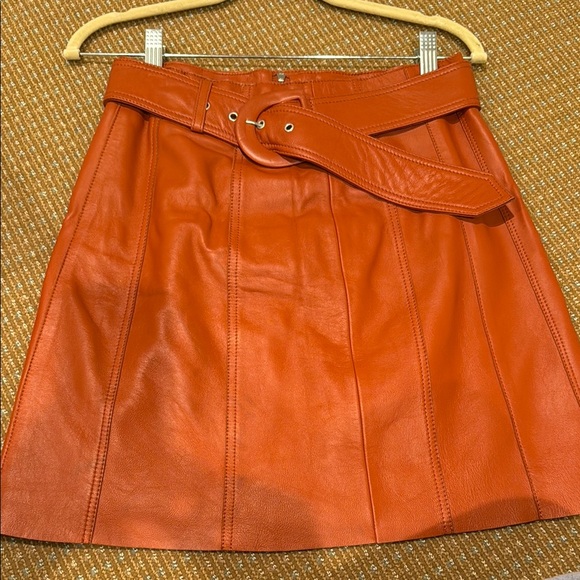 Sandro Dresses & Skirts - Orange Leather Skirt